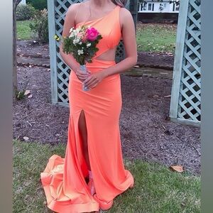 Vibrant One-Shoulder Orange Prom Dress